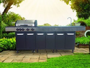 מטבח חוץ אוורסט 4+1 מבערים יחידת כיור משטח עבודה גדול כירת צד NETBROIL EVEREST מטבח חוץ אוורסט 4+1 מבערים יחידת כיור משטח עבודה גדול כירת צד NETBROIL EVEREST